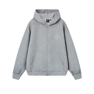 PALLADIUM帕拉丁鸢尾花刺绣女款针织拉链开衫连帽卫衣外套1912903