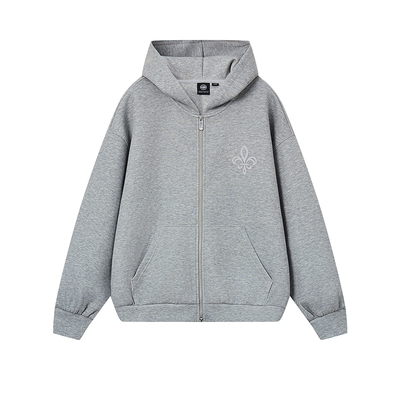 PALLADIUM帕拉丁鸢尾花刺绣女款针织拉链开衫连帽卫衣外套1912903