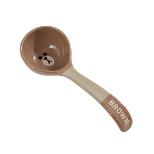 LINE FRIENDS陶瓷汤勺家用长柄稀饭粥勺食品级饭勺日式盛汤大号勺