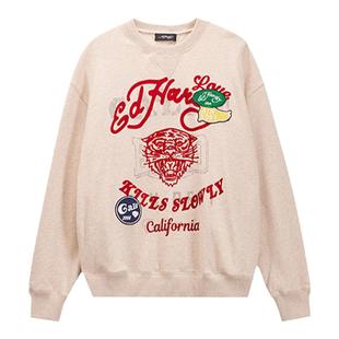 Ed Hardy埃德哈迪冬季新款美式虎头女士潮牌时尚圆领套头卫衣