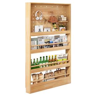 门后洞洞板置物架超薄柜多层落地实木家用零食架入户玄关壁挂收纳