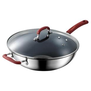 卡罗特炒锅不粘锅家用不锈钢红点钛锅炒锅电磁炉燃气灶专用炒菜锅
