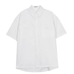 Hualun原创设计ins潮牌2023新款免烫短袖衬衫男夏季薄款宽松衬衣