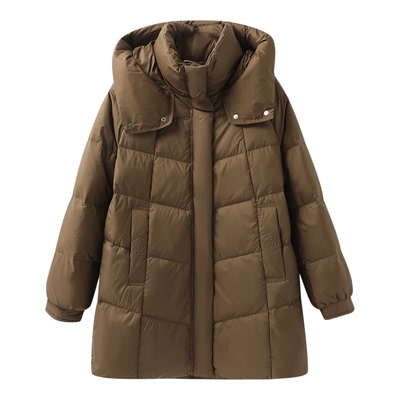 宽松大码显瘦90白鸭绒连帽羽绒服