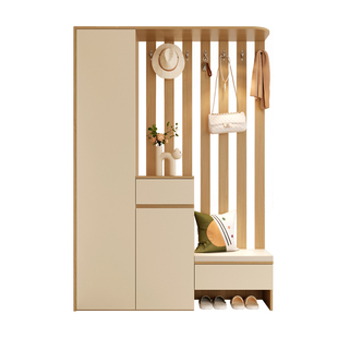 法式正对门家用门口格栅玄关柜鞋柜换鞋凳一体客厅靠墙屏风隔断柜