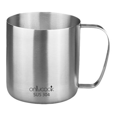 onlycook家用食品级304不锈钢水杯带手柄儿童杯子啤酒杯口杯茶杯