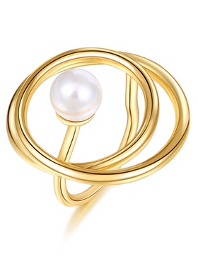 SUKDULI金色绕圈珍珠戒指