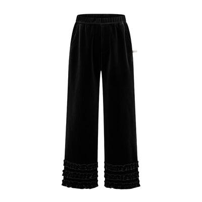 LittleNaive女童丝绒直筒裤