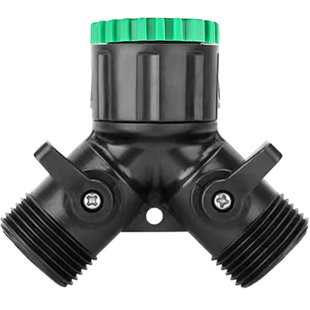 花园水龙头一分二塑料三通接头6分螺纹一进二出带阀门分水器水管