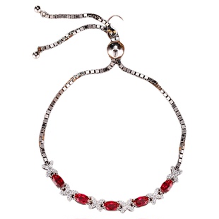 【SOOMI星星之火】925银实验室培育鸽血红宝石手链时尚简约设计女