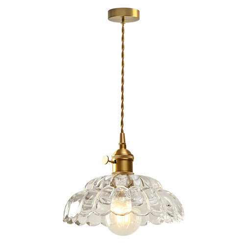 日式复古玻璃吊灯黄铜胡桃木婚庆吊灯橱窗咖啡厅餐厅吧台床头吊灯