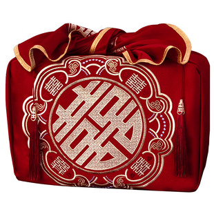 包袱皮结婚一对女方陪嫁新娘嫁妆喜盆红色刺绣包裹布婚庆用品大全