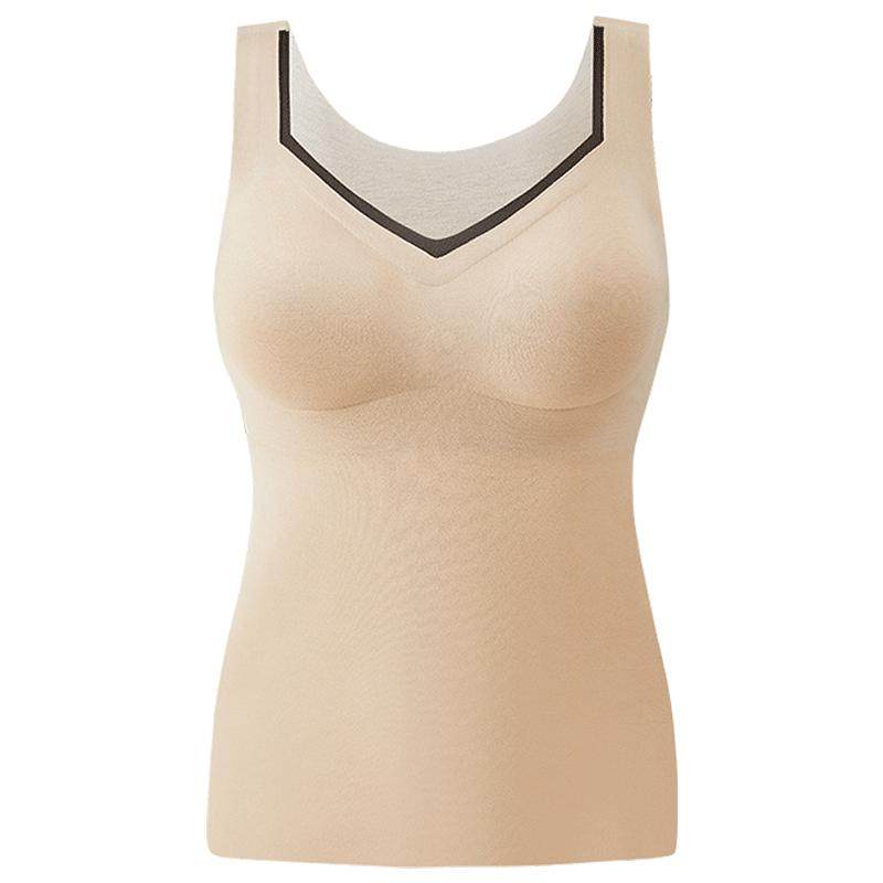 德绒保暖内衣女士加绒自发热带胸垫秋冬季打底衫上衣内搭羊绒蚕丝