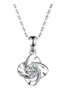 S925莫桑钻幸运四叶草锁骨链女