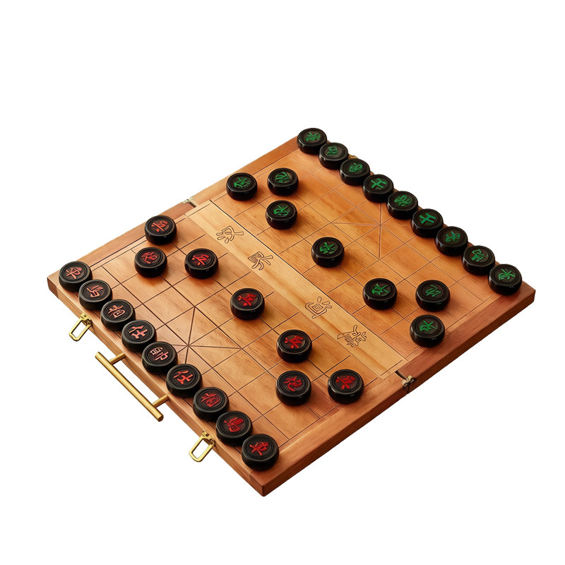 中国象棋实木折叠升降棋盘儿童益智高档象棋送礼便携木质棋盘套装