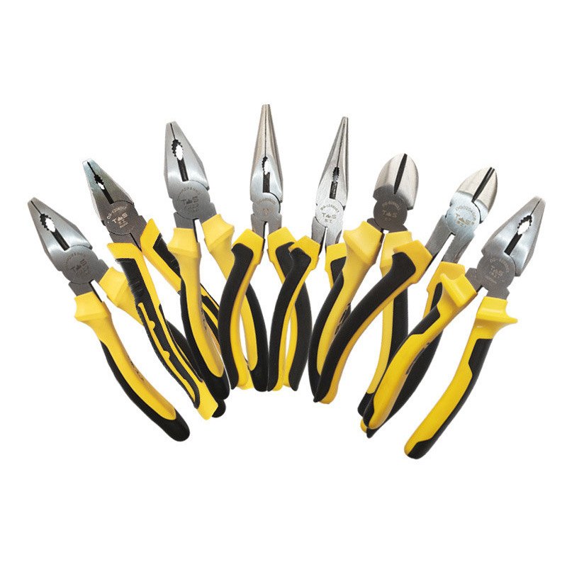 钳子欧式铬钒钢丝钳pvc胶柄虎纹55钢老虎钳8寸五金工具批发钳子