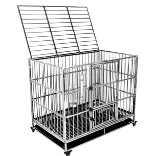 不锈钢狗笼子小中大型犬笼泰迪德牧金毛拉布拉多室内折叠宠物狗笼