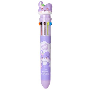 卡通10色圆珠笔多功能按压彩色笔
