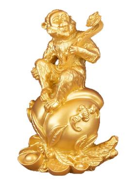 如意寿桃猴子摆件 十二生肖元宝寿桃猴摆设 家居风水招财礼品