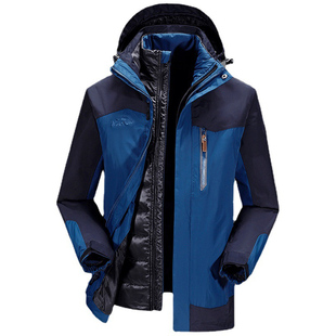 AK秋冬款男士户外三合一冲锋衣羽绒内胆保暖防风宽松连帽中长外套