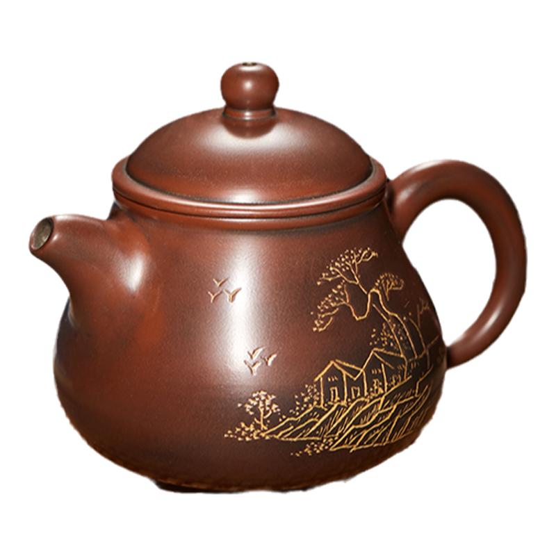 廣西欽州坭興陶茶壺黎昌權(quán)全純手工潘壺窯變茶具家用小泡茶壺陶壺