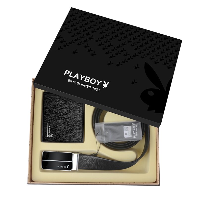 花花公子皮带钱包礼盒套装真皮自动扣腰带父亲节日礼物男朋友生日