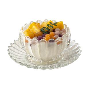 高颜值莲花糖水碗特别好看家用玻璃碗套装ins燕窝盅酸奶碗甜品碗