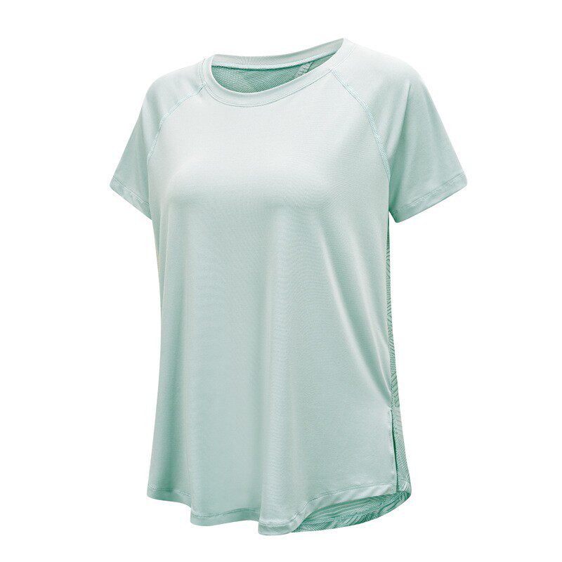 瑜伽服女夏季运动上衣短袖t恤跑步普拉提训练服宽松罩衫健身套装