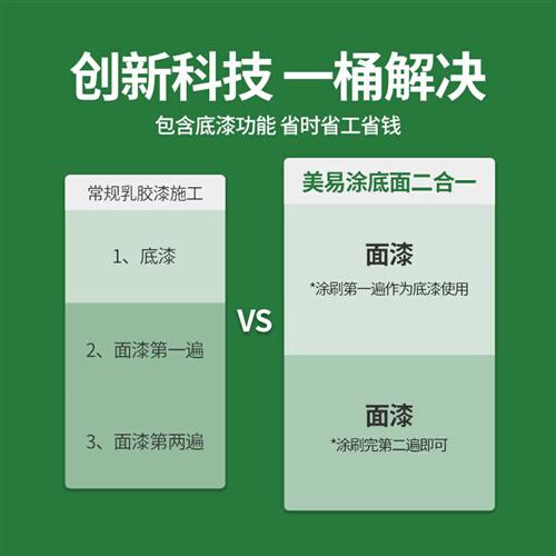 美涂士乳胶漆室内家用自刷墙面漆涂料美易涂底面二合一白色内墙漆