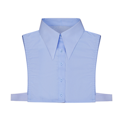 女士蓝色大尖领假领子