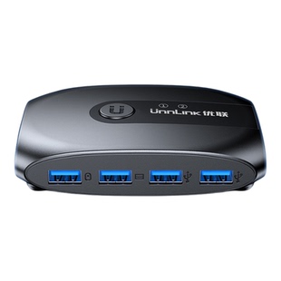 优联usb2.0kvm切换器一套/个键盘鼠标控制两台笔记本电脑主机显示器共用u盘打印机共享器转换二进四出分线器