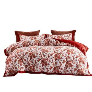 富安娜结婚四件套牛奶绒加厚被套法兰绒珊瑚绒面床单冬天床上用品