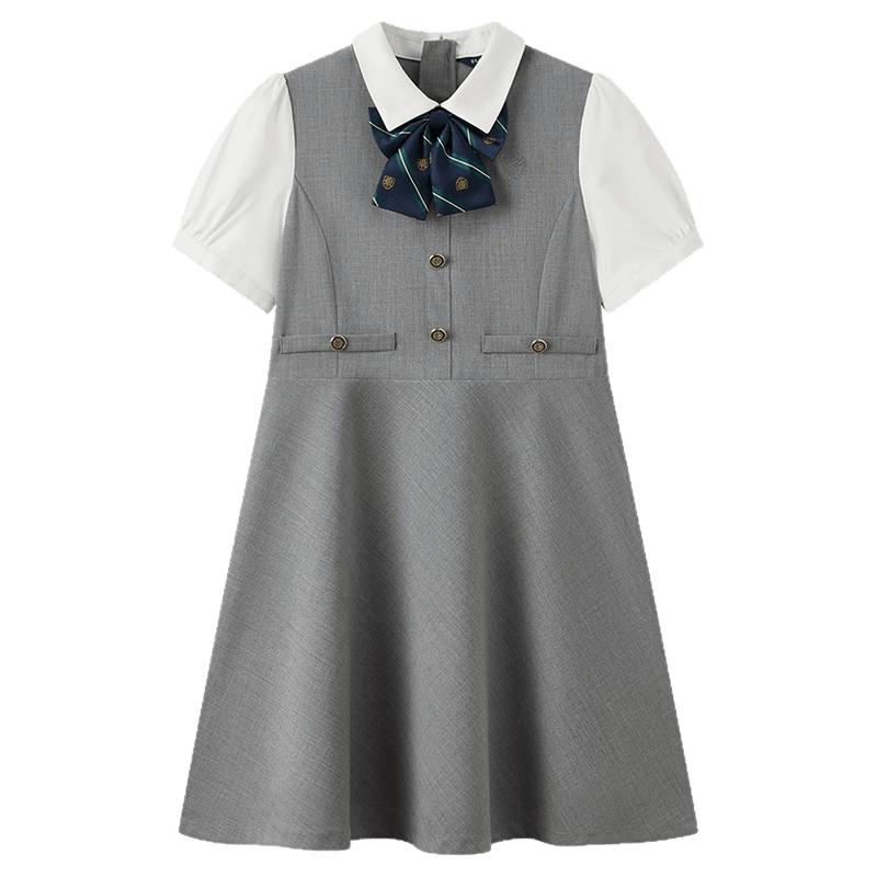 elandkids女童夏季拼色连衣裙