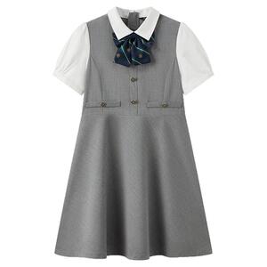 elandkids女童夏季拼色连衣裙