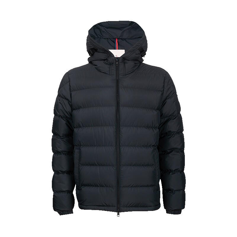Moncler纯色长袖连帽拉链羽绒服