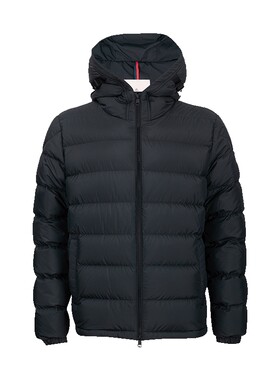 Moncler纯色长袖连帽拉链羽绒服