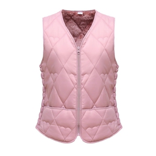 加绒加厚中老年女士马甲秋冬短款羽绒棉坎肩拉链款内外穿保暖背心