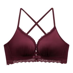 红色前开扣性感深V低心新娘套装结婚内衣小胸增厚5CM聚拢有型美背