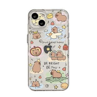 满屏cute cartoon capybara clear case适用iphone 11 12 13 14 15 16 17 pro max XR XS MAX 7 8 PLUS