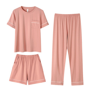 三件套睡衣女夏季妈妈中年款莫代尔2026年新款短袖家居服套装春秋