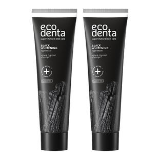 【昕怡粉丝专享】ecodenta椰子牙膏去黄清新口气无氟黑炭亮白护齿