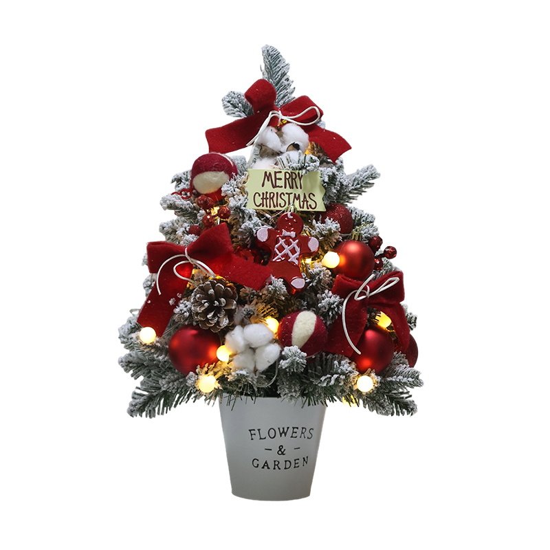 迷饰 白色落雪圣诞树家用迷你桌面圣诞节装饰DIY小型摆件2025新款