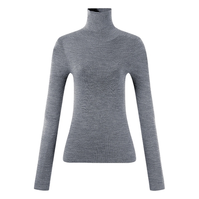 秋水伊人绵羊毛高领套头毛针织衫