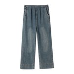 孕妇秋冬牛仔裤韩版抽绳直筒裤宽松外穿夏阔腿裤秋冬加绒显瘦休闲