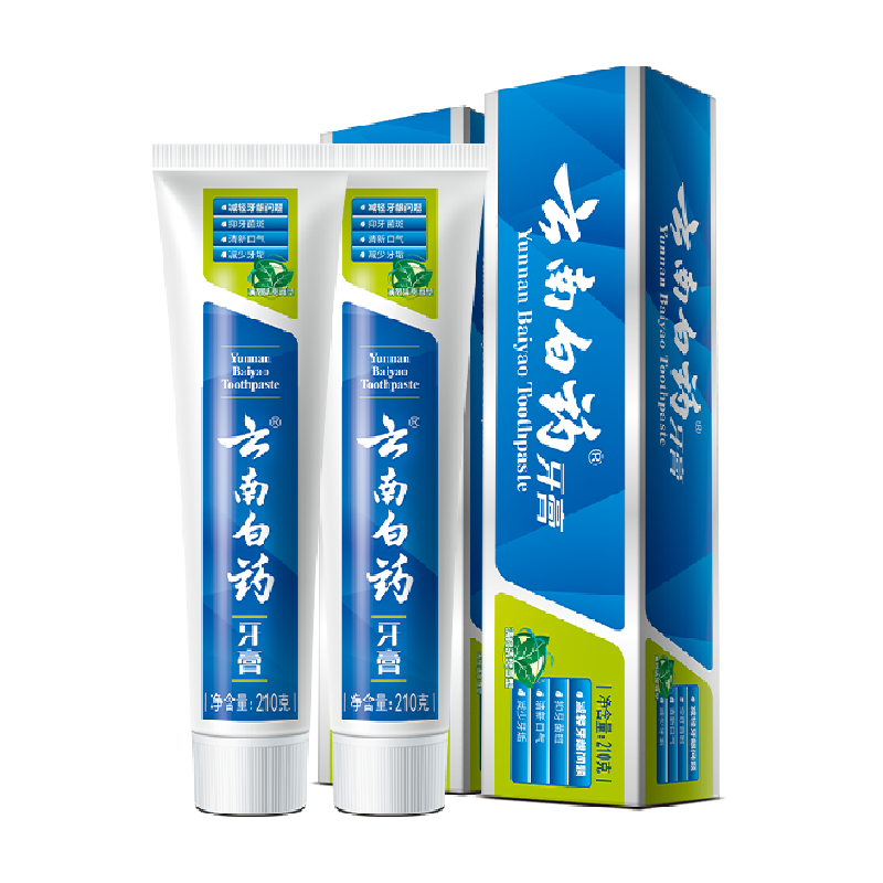 云南白药牙膏薄荷香型210g*2支清新口气护龈官方正品