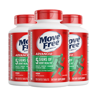 益节MoveFree绿瓶软骨素维骨力氨基葡萄糖护关节120粒*3绿标氨糖