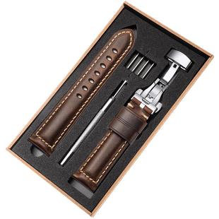 适用华为GT5/GT3手表Watch3/4Pro表带GT2pro皮带保时捷真皮gt4智能荣耀46mm牛皮链GS男女款复古油蜡皮 非原装