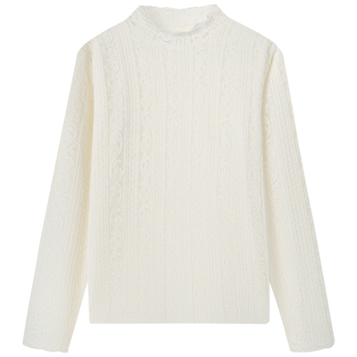 慕兔法式气质半高领蕾丝衬衫