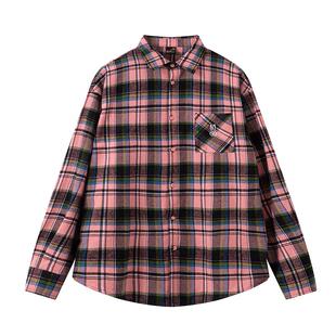 RickyisClown兔子绣花格子衬衫男秋季高级感潮流衬衣情侣装潮牌女