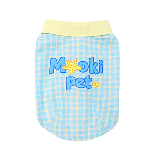 mookipet夏季格纹领带衬衫狗狗猫咪衣服比熊雪纳瑞小型犬宠物服饰
